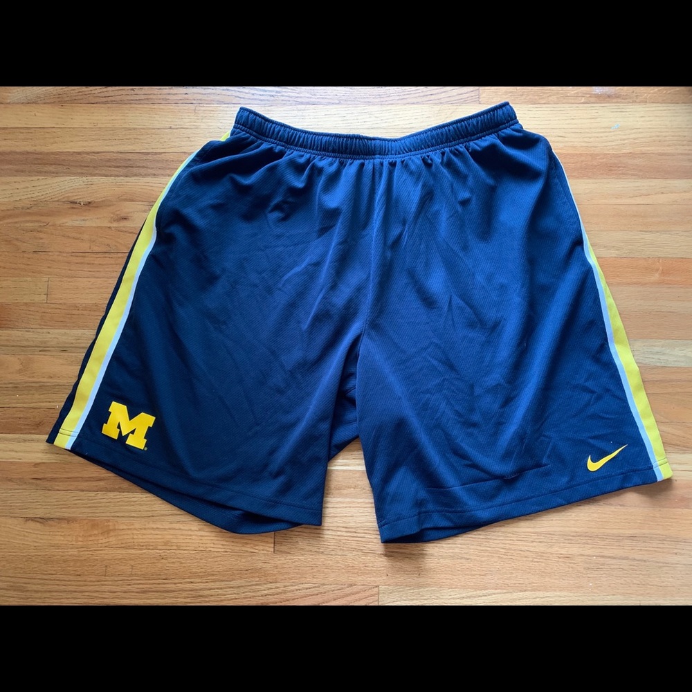 Nike Michigan Wolverines football team shorts.